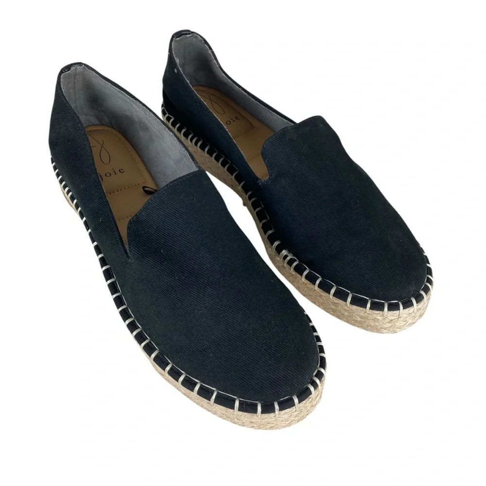 Joie Cara Espadrille Black Slip On Loafers Flats Women’s Size 9.5